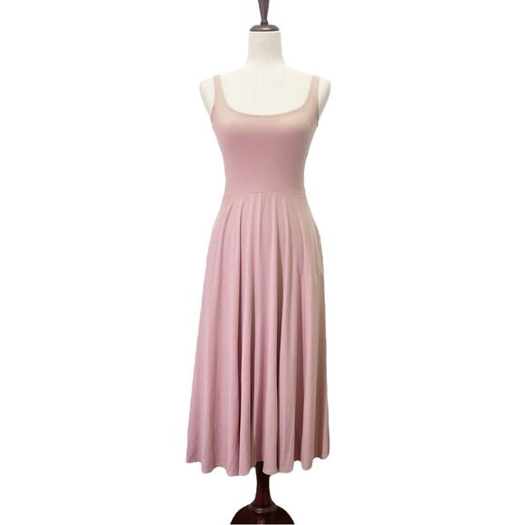Reformation Mary Tank Dress Blush Jersey Knit Scoop Neck Midi Women's Size Small - Picture 2 of 13